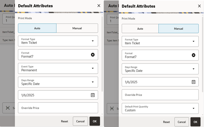This image shows the Default Attributes screen. This image shows the Default Attributes screen.