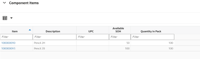 Component Items Section