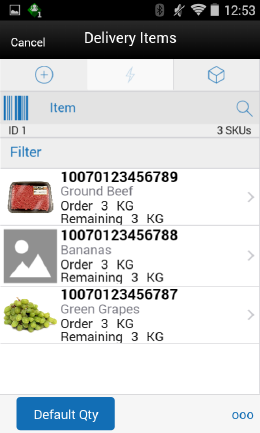 Delivery Items List Delivery Items List