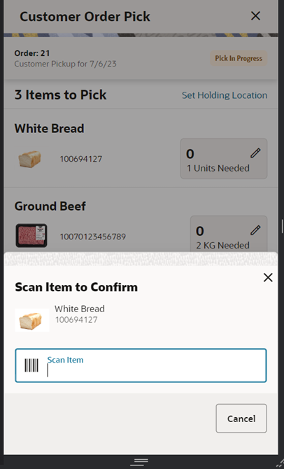 Confirm Item Confirm Item