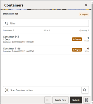 Containers Screen Containers Screen