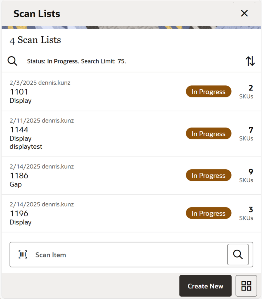 Scan List Scan List