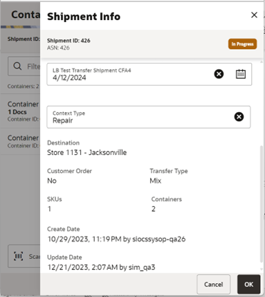 Shipment Info Popup Shipment Info Popup