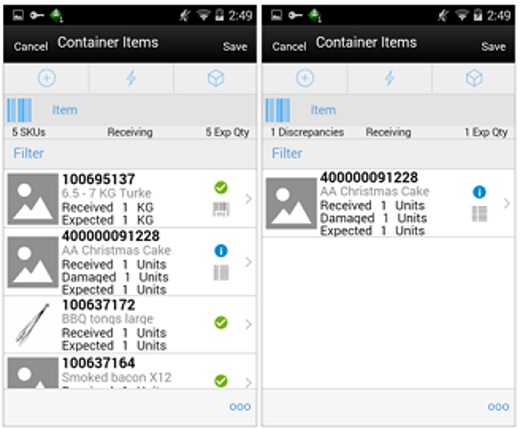 Container Items Screen Container Items Screen