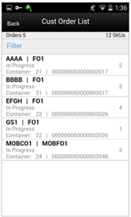 Cust Order List Screen Cust Order List Screen