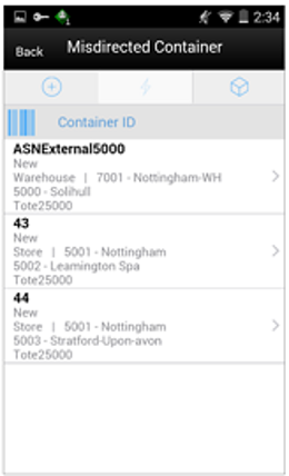 Misdirected Container Screen Misdirected Container Screen