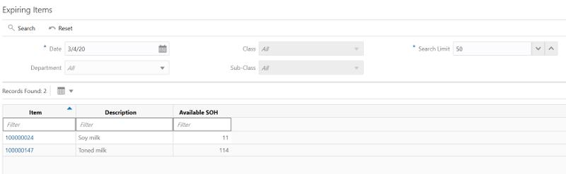 Expiring Items (Operational View) Expiring Items (Operational View)