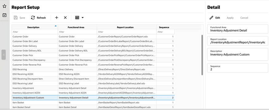 Report Setup Report Setup
