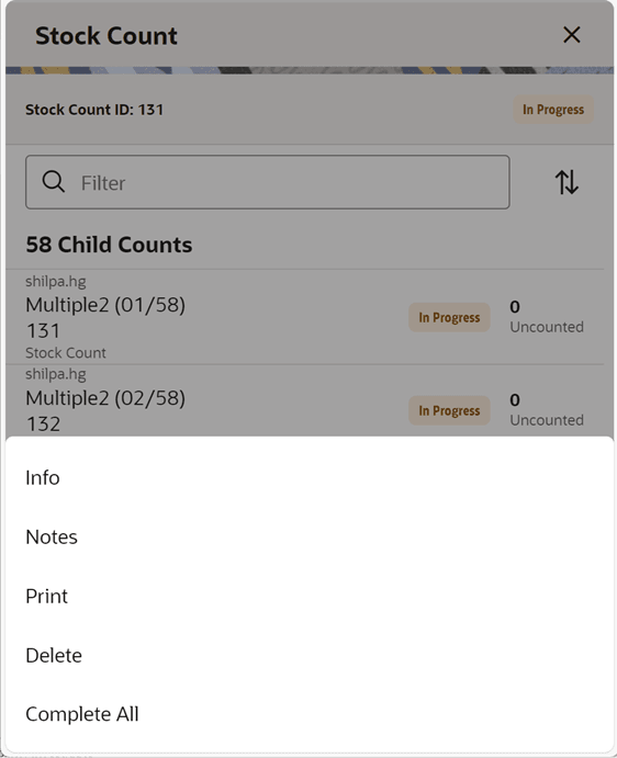 Child Count List Footer Menu