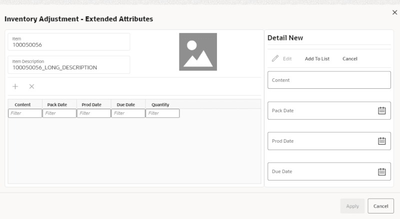 Inventory Adjustment - Extended Attributes
