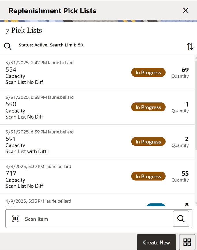 Replenishment Pick List