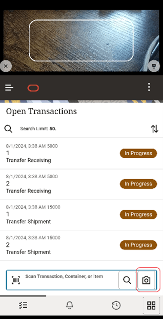 Scan Bar Open Transaction