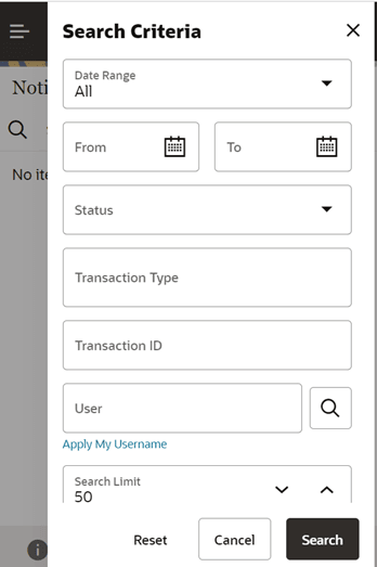 Search Criteria (Notification) Search Criteria (Notification)