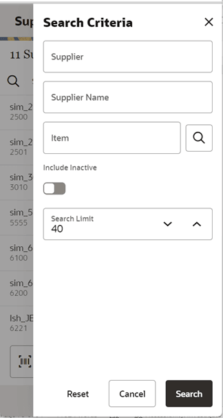 Search Criteria Screen