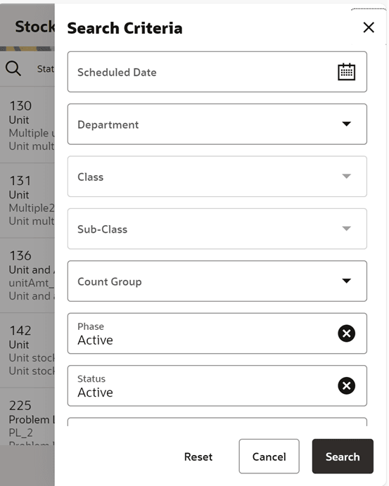 Search Criteria Screen