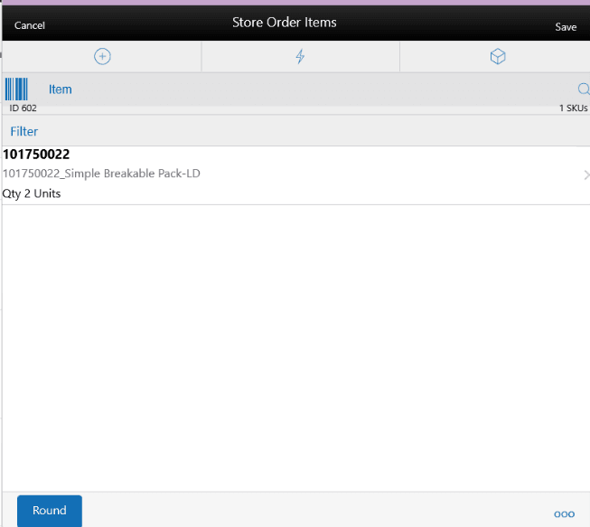 Store Order Items Screen Store Order Items Screen