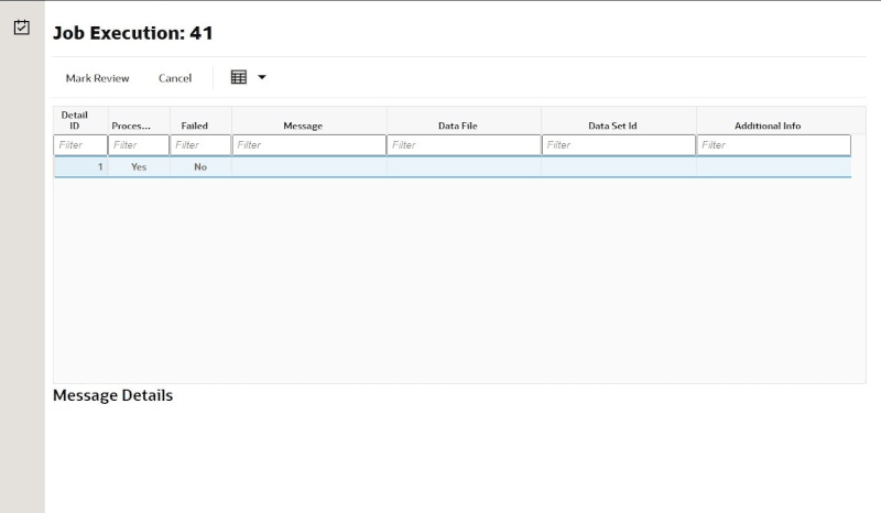 Job Execution Screen Job Execution Screen