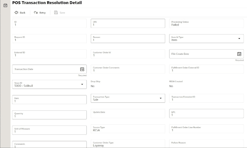 POS Transaction Resolution Detail POS Transaction Resolution Detail