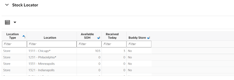 Stock Locator Section