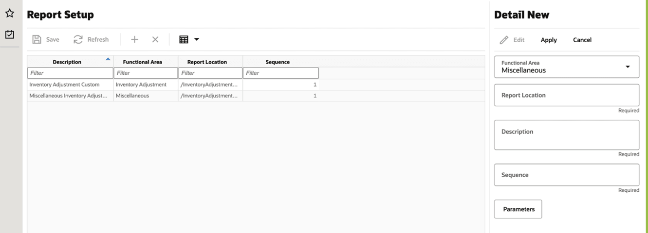 Report Setup Report Setup