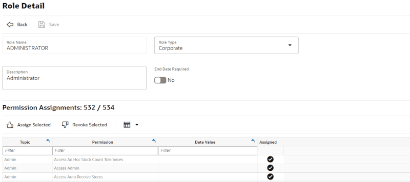 Role Detail Screen Role Detail Screen
