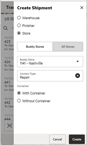 Create Shipment to a store