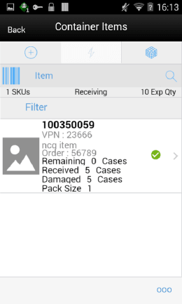 Container Items Screen