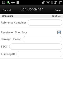 Edit Container Screen