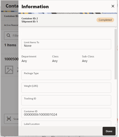 Info (Container) Screen