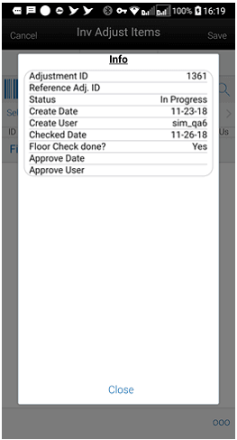 nv Adjust Items Info Screen