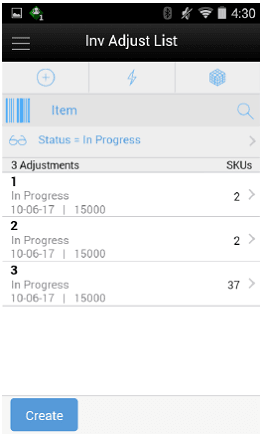 Inv Adjust List Screen