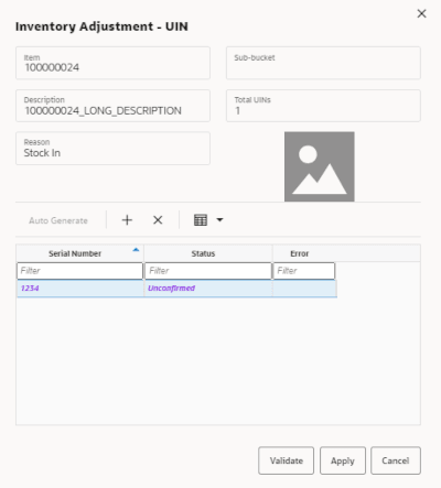 Inventory Adjustment - UIN