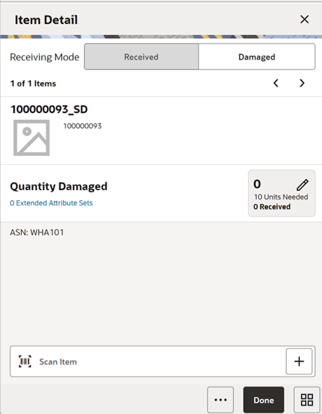 Item Detail (Container) Screen
