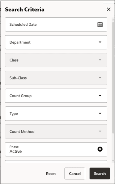 Search Criteria Screen