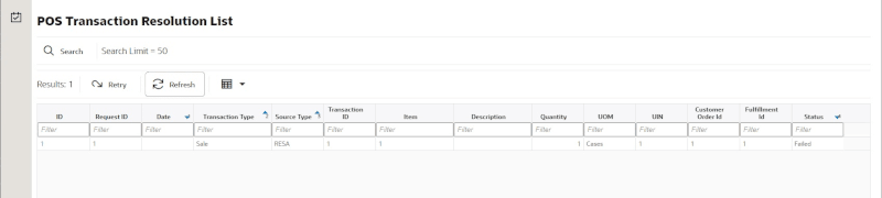 POS Transaction Resolution List POS Transaction Resolution List