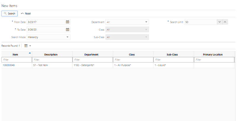New Items (Operational View)