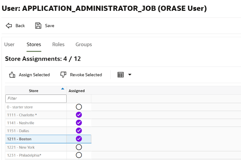 User Detail (Stores) Screen