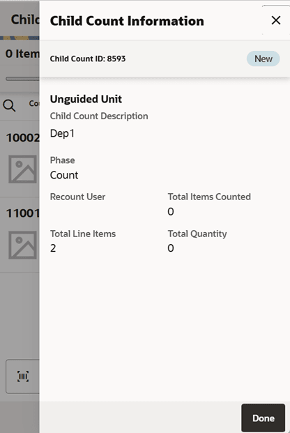 Child Count Information Screen