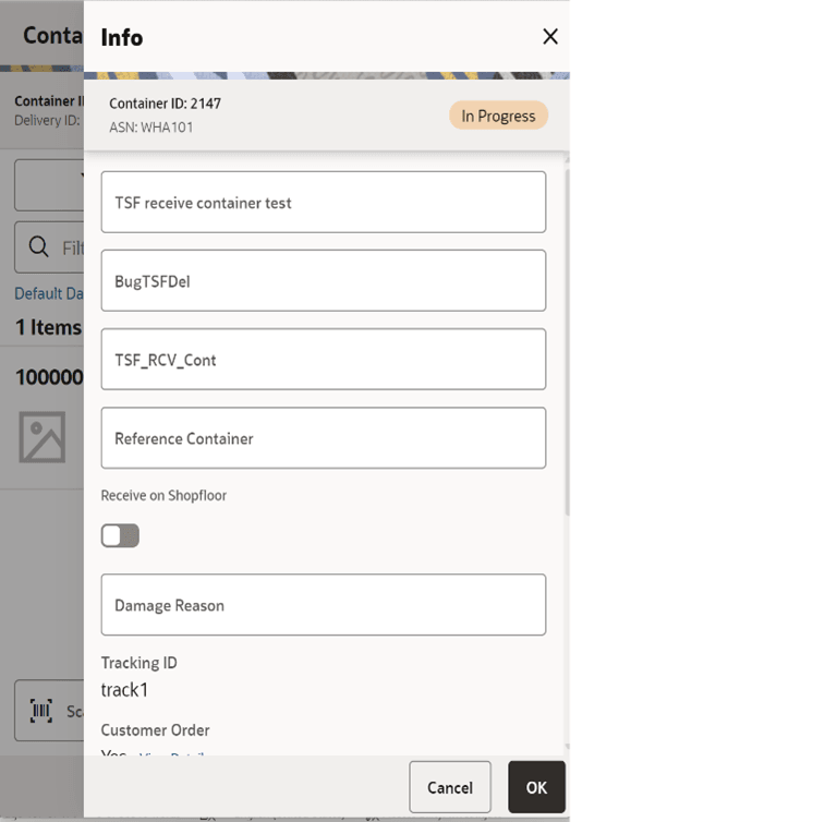 Info (Container) Popup