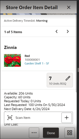 Store Order Item Detail