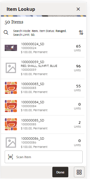 Item Lookup Screen 2