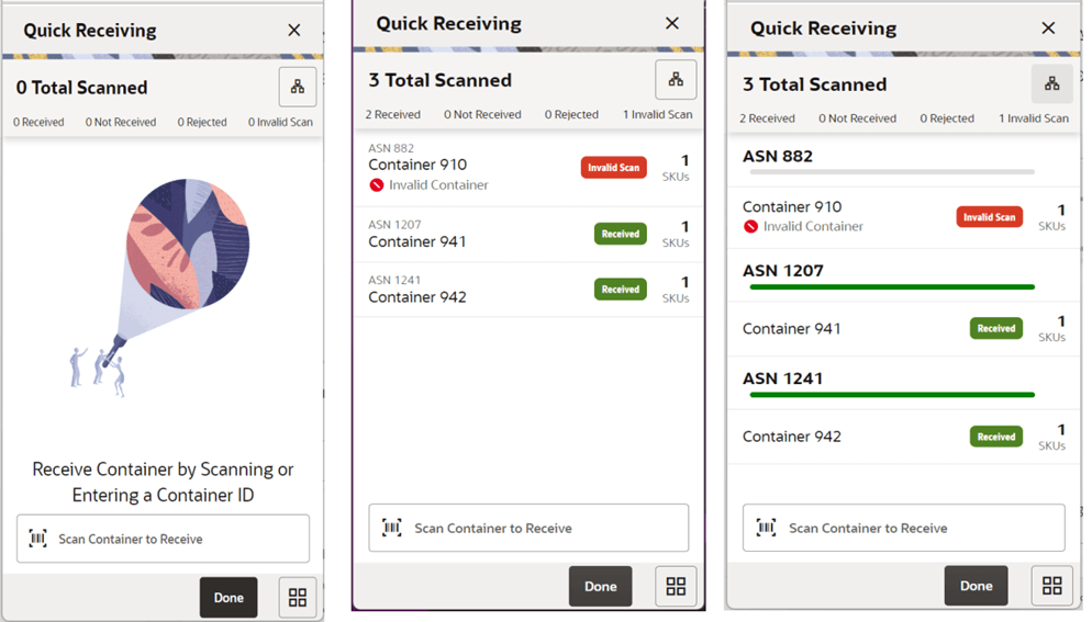 Quick Receiving Screens
