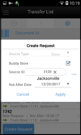 Create Request Popup