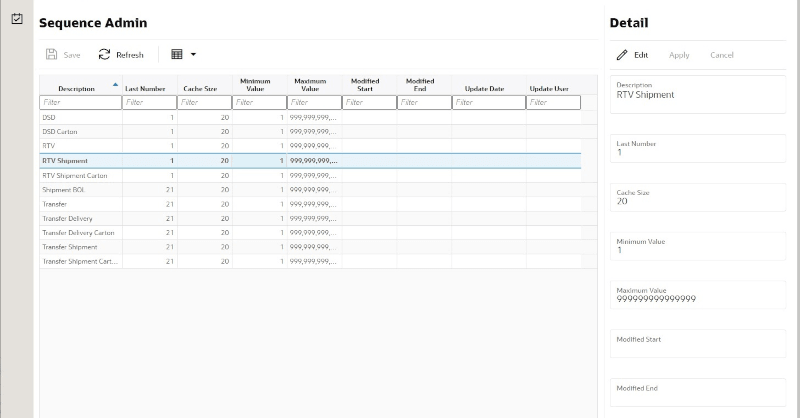 Sequence Administration