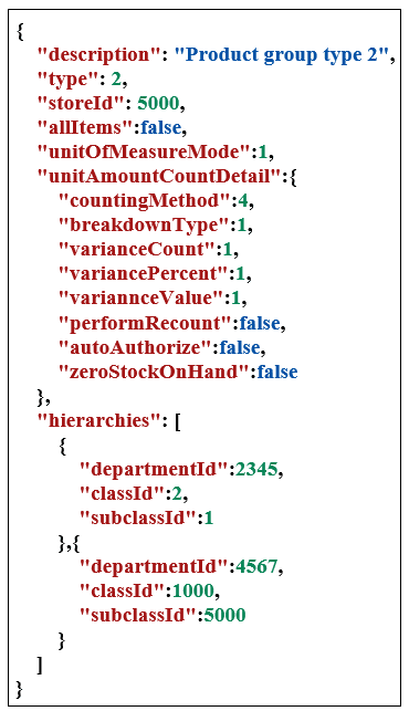 Example input unitAmountCountDetail: Example input unitAmountCountDetail: