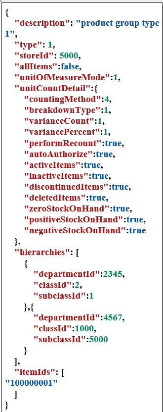 Example input unitCountDetail Example input unitCountDetail