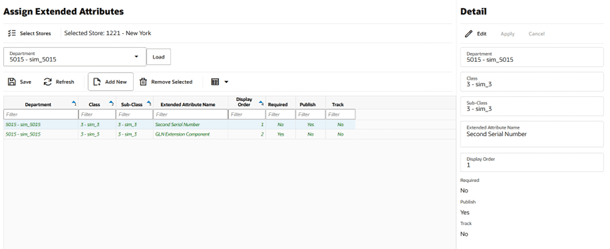Assign Extended Attributes Screen