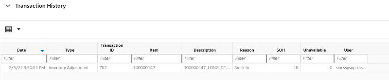 Transaction History
