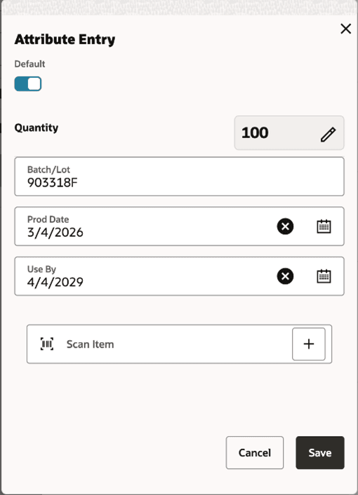 Attribute Entry Attribute Entry
