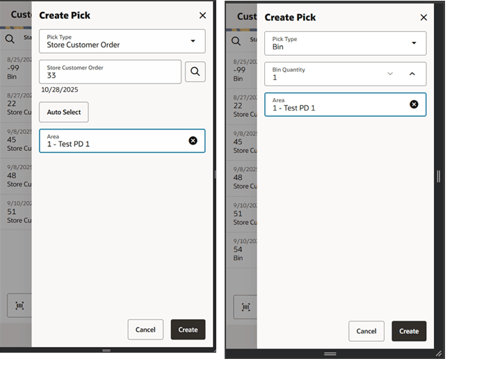 Create Pick Popup within Picking Create Pick Popup within Picking